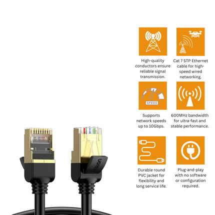 UGREEN RJ45/Cat 7 STP Round Wire 10Gbps High Speed Network Cable | NW107