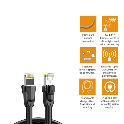 UGREEN Cat8 Pure Copper FTP Round Ethernet Cable | NW121