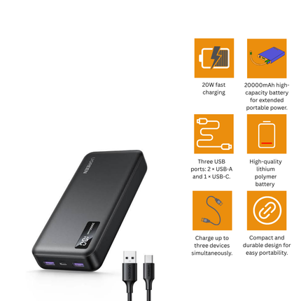 UGREEN 20000mAh 20W Two-way Fast Charging Power Bank | PB312 | 25683