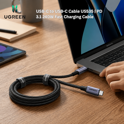 كيبل UGREEN USB-C إلى USB-C  | كيبل شحن سريع بتقنية PD 3.1 وقوة 240 واط | US535