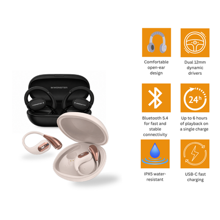 Monster Open Ear AC210 Wireless Bluetooth Earbuds – Bluetooth 5.4