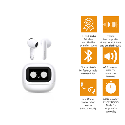UGREEN HiTune H6 Magic TWS ANC MultiPoint | White | WS216 | 65386