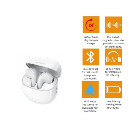 UGREEN Lightbuds True Wireless Earbuds | White | WS217 | 65876