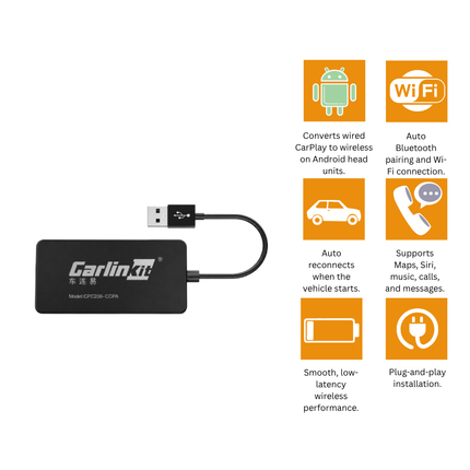 Carlinkit Wireless CarPlay Dongle for Android Head Unit | Apple CarPlay Support | Compatible with BYD Vehicles | CPC200-CCPA