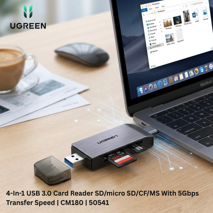 UGREEN 4-In-1 USB 3.0 Card Reader SD/micro SD/CF/MS With 5Gbps Transfer Speed | CM180 | 50541
