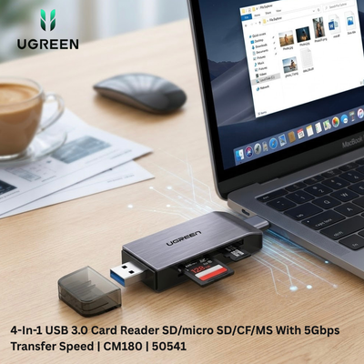 UGREEN 4-In-1 USB 3.0 Card Reader SD/micro SD/CF/MS With 5Gbps Transfer Speed | CM180 | 50541