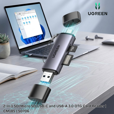 UGREEN 2-In-1 SD/Micro SD USB-C and USB-A 3.0 OTG Card Reader | CM185 | 50706