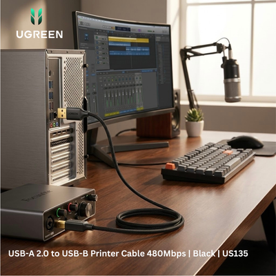 UGREEN USB-A 2.0 to USB-B Printer Cable 480Mbps | Black | US135