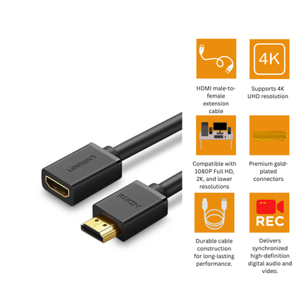 سلك تمديد HDMI يوجرين 4K (ذكر إلى أنثى) | HD107