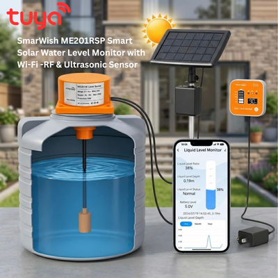 SmarWish ME201RSP Smart Solar Water Level Monitor with Wi-Fi -RF & Ultrasonic Sensor