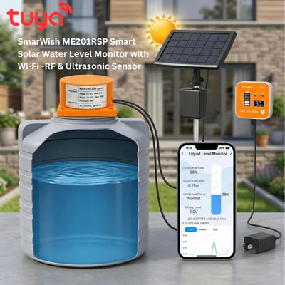 SmarWish ME201RSP Smart Solar Water Level Monitor with Wi-Fi -RF & Ultrasonic Sensor