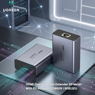 UGREEN HDMI Over Ethernet Extender 50 Meter With EU Adapter | CM609 | 90811EU