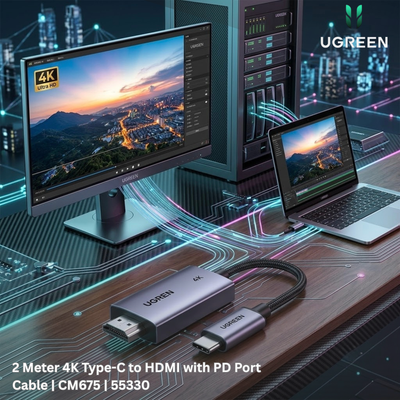 UGREEN 2 Meter 4K Type-C to HDMI with PD Port Cable | CM675 | 55330