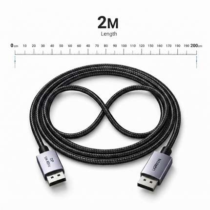 سلك يوجرين DisplayPort 2.1 بدقة 16K@60Hz وسرعة 80 جيجابت/ثانية بهيكل من الألومنيوم | DP131