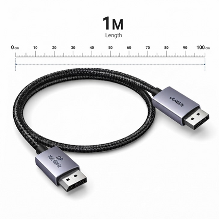 سلك يوجرين DisplayPort 2.1 بدقة 16K@60Hz وسرعة 80 جيجابت/ثانية بهيكل من الألومنيوم | DP131