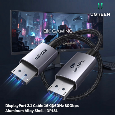 UGREEN DisplayPort 2.1 Cable 16K@60Hz 80Gbps Aluminum Alloy Shell | DP131