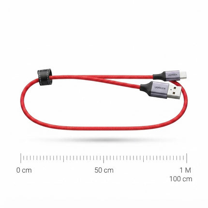 سلك يوجرين USB 2.0 إلى USB-C بقدرة 6 أمبير وهيكل من الألومنيوم بطول 1 متر (أحمر) | US505 | 20527