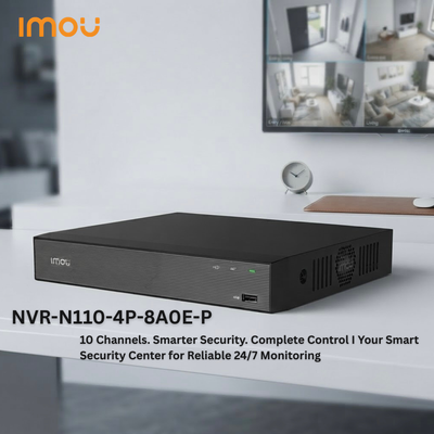 مسجل فيديو شبكي 10 قنوات مع 4 منافذ PoE لكاميرات IP – IMOU NVR-N110-4P-8A0E-P