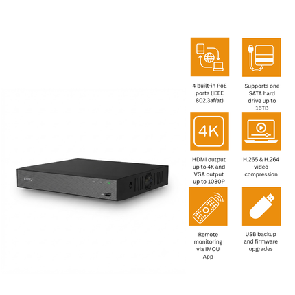 4-Port PoE 10-Channel Network Video Recorder (NVR) for IP Cameras – NVR-N110-4P-8A0E-P IMOU