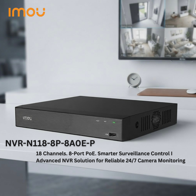 مسجل فيديو شبكي 18 قناة مع 8 منافذ PoE لكاميرات IP – IMOU NVR-N118-8P-8A0E-P