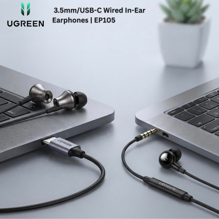 سماعات يوجرين EP105 السلكية داخل الأذن بمنفذ 3.5 مم / USB-C