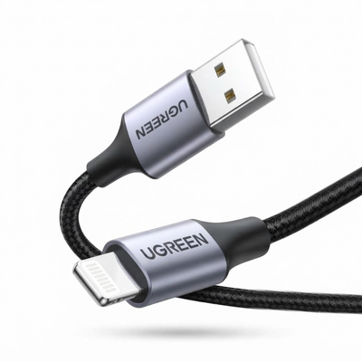 سلك يوجرين USB-A إلى Lightning للشحن ونقل البيانات بقدرة 2.4 أمبير | US199