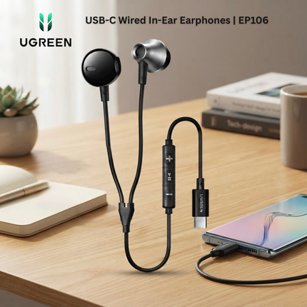سماعات يوجرين EP106 السلكية شبه داخل الأذن بمنفذ 3.5 مم / USB-C