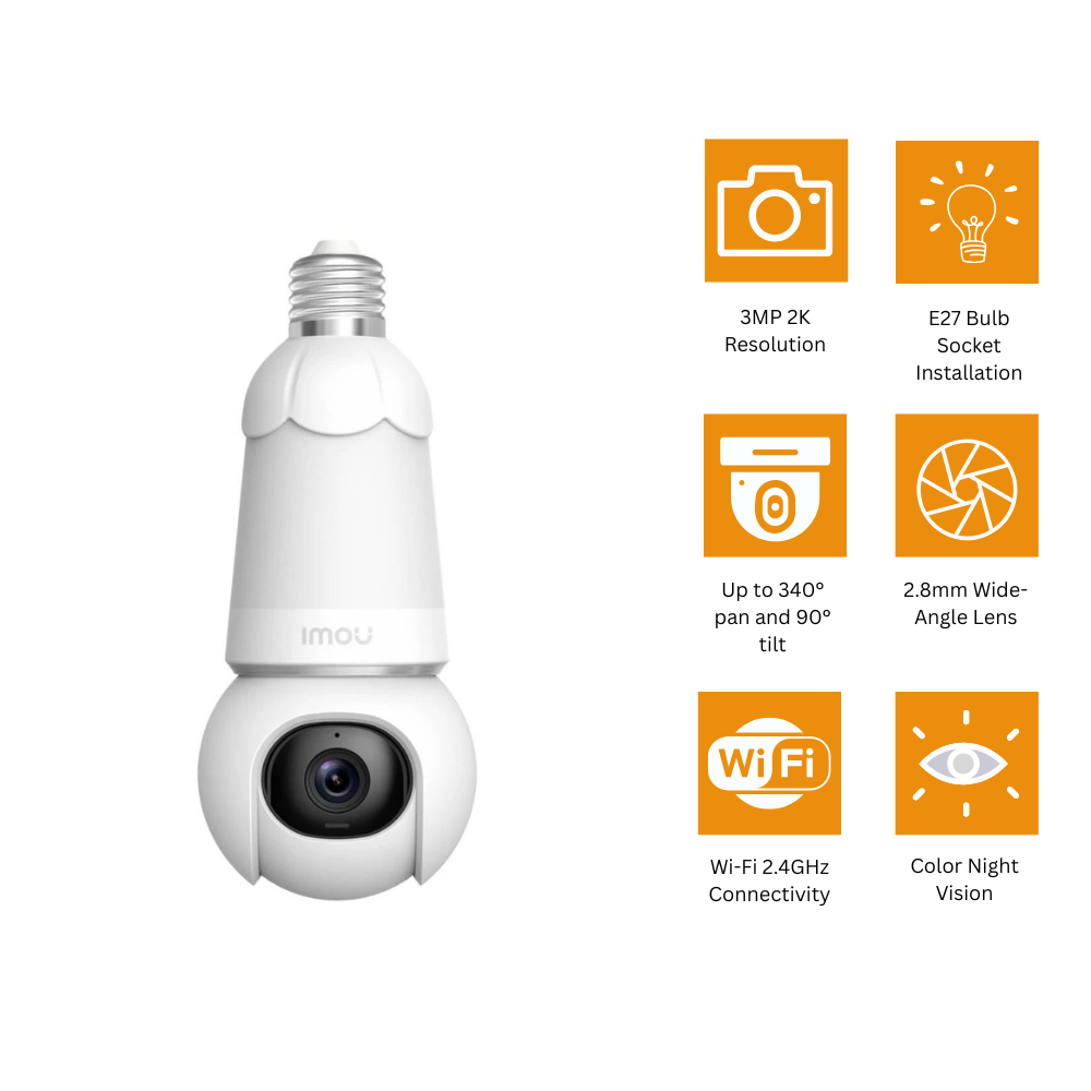 IMOU Bulb Cam 3MP Smart Wi-Fi PT Security Camera with E27 Socket – IPC-S6DP-3M0WEB-E27 IMOU Bulb Cam 3MP Smart Wi-Fi PT Security Camera with E27 Socket – IPC-S6DP-3M0WEB-E27