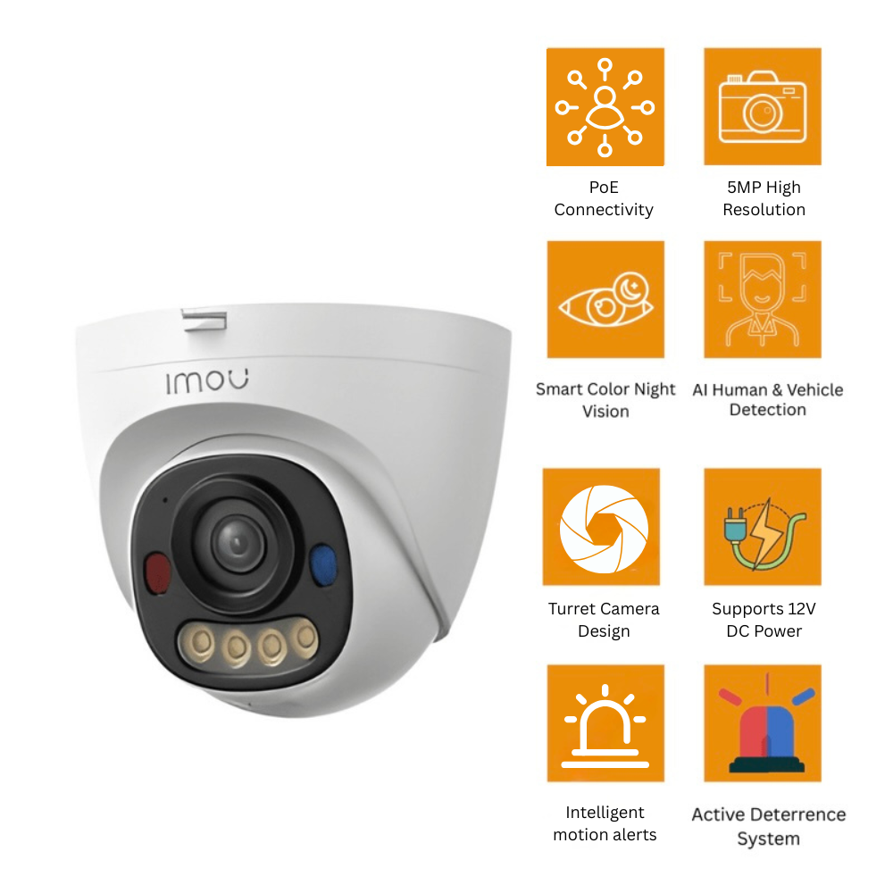 كاميرا مراقبةبدقة 5 ميجابكسل PoE نوع Turret مع كشف ذكي – IPC-PS8EP-5V0 كاميرا مراقبةبدقة 5 ميجابكسل PoE نوع Turret مع كشف ذكي – IPC-PS8EP-5V0