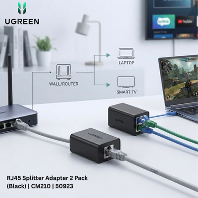 UGREEN RJ45 Splitter Adapter 2 Pack (Black) | CM210 | 50923