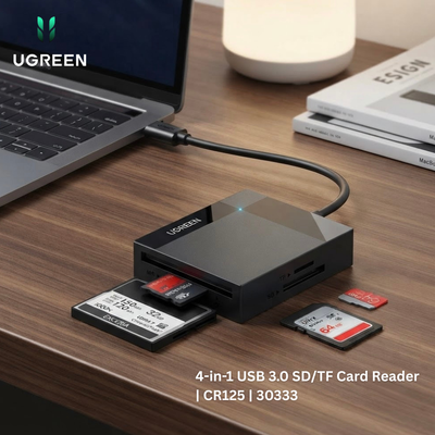 UGREEN 4-in-1 USB 3.0 SD/TF Card Reader | CR125 | 30333