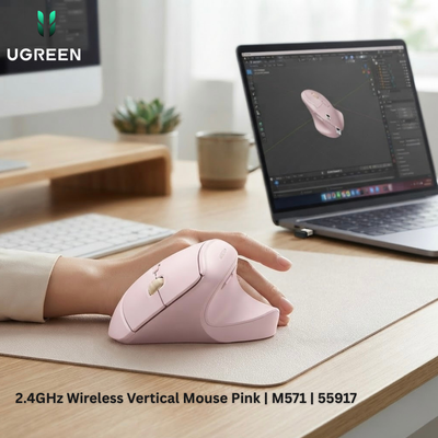 UGREEN 2.4GHz Wireless Vertical Mouse Pink | M571 | 55917