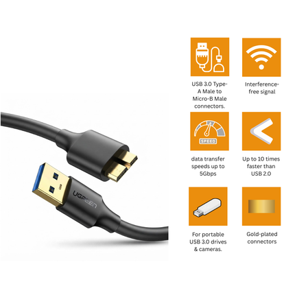 UGREEN USB 3.0 Male to Micro USB 3.0 Male Cable 5Gbps | US130