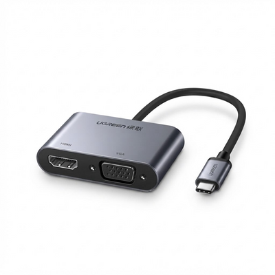 محول يوجرين USB-C إلى HDMI وVGA مع منفذ PD لون رمادي فضائي | CM162 | 50505