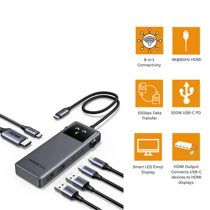 UGREEN Uno USB-C Hub 6-in-1 | CM888 | 35998