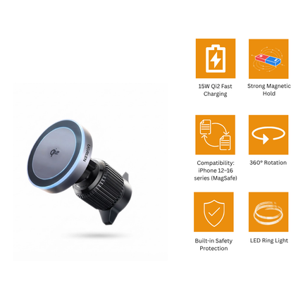 شاحن سيارة لاسلكي مغناطيسي يوجرين Qi2 بقدرة 15W موديل | W708 | 35970