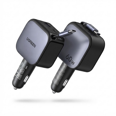 شاحن سيارة يوجرين 60 واط مع سلك USB-C قابل للسحب | EC602 | 55212B
