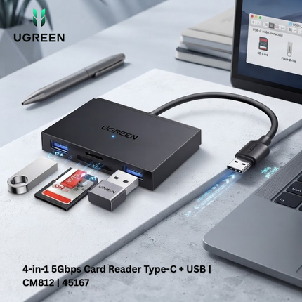UGREEN 4-in-1 5Gbps Card Reader Type-C + USB | CM812 | 45167