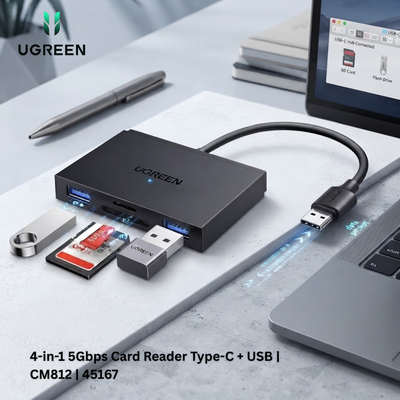 UGREEN 4-in-1 5Gbps Card Reader Type-C + USB | CM812 | 45167
