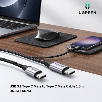 يوجرين سلك USB 3.1 من نوع USB-C إلى USB-C بطول 1.5 متر | US161 | 50751