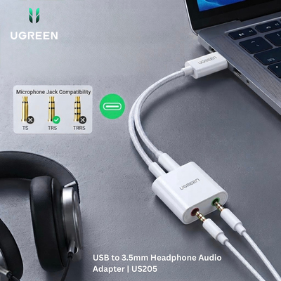 UGREEN USB to 3.5mm Headphone Audio Adapter | US205