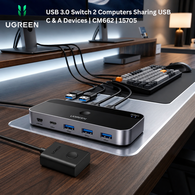 UGREEN USB 3.0 Switch 2 Computers Sharing USB C & A Devices | CM662 | 15705