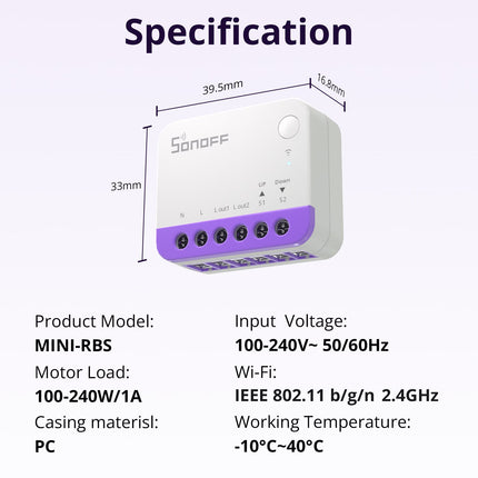 SONOFF MINI-RBS Smart Roller Shutter Switch (12/12)