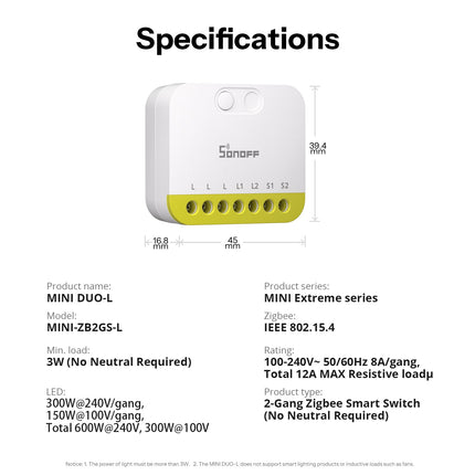 SONOFF MINI-ZB2GS-L MINI DUO-L Zigbee Smart Switch (11/12)