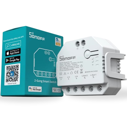 SONOFF DUALR3 Smart Wi-Fi Dual Relay Switch | Curtain & Roller Shutter Controller | Energy Monitoring | Smart Home Automation
