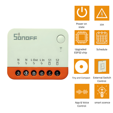 SONOFF MINIR4 Smart Wi-Fi Switch | DIY Relay Module | Remote Control via eWeLink | Smart Home Automation