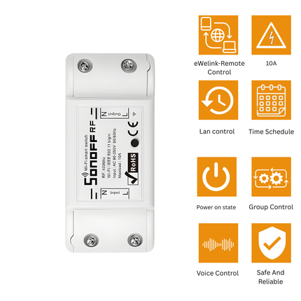 SONOFF BASICR2 Smart Wi-Fi Switch | DIY Relay Module | Remote Control via eWeLink | Smart Home Automation