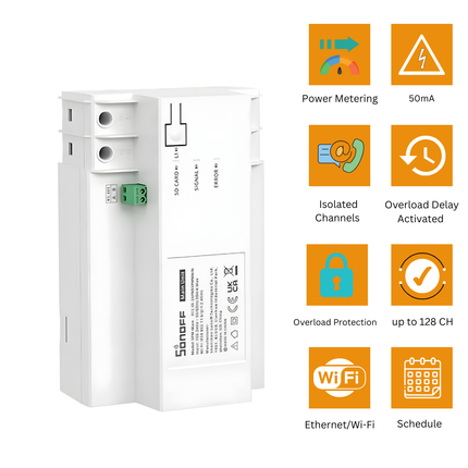 SONOFF SPM-MAIN Smart Power Monitoring Hub | DIN Rail Central Unit | Works with SPM-4RELAY | Energy Management | Smart Home Automation