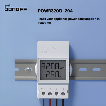 SONOFF POWR320D Smart Wi-Fi Power Monitoring Switch | 20A Energy Meter | Overload Protection | Smart Home Automation