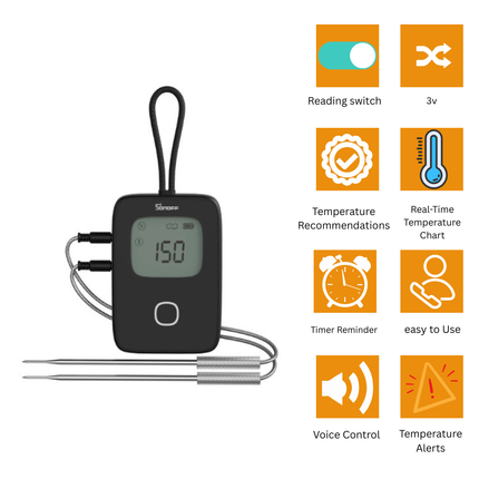 SONOFF BMT01 BBQ 3V Smart Wireless Meat Thermometer | Bluetooth Temperature Sensor | Real-Time Monitoring | Smart Cooking Automation